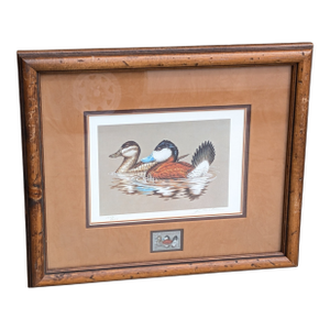 1981-1982 Federal Migratory Bird Hunting and Conservation Stamp Print, Pair of Ruddy Ducks and Original Stamp by John S. Wilson Reproduction