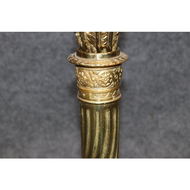 French Pair Louis XVI Style Brass Fireplace Andirons Chenets For Sale - Image 3 of 9
