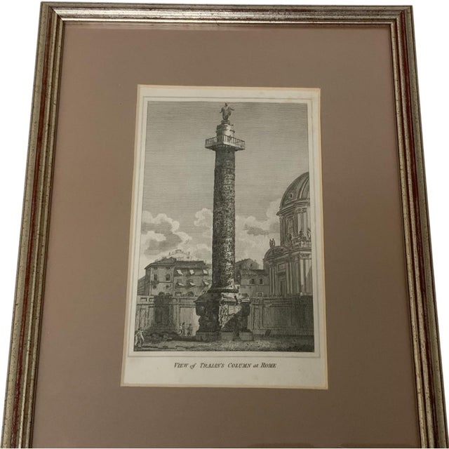 Grand Tour Pair Antique Roman Engravings Column of Antoninus & Trajan Dr Bikoff Estate Framed For Sale - Image 3 of 7