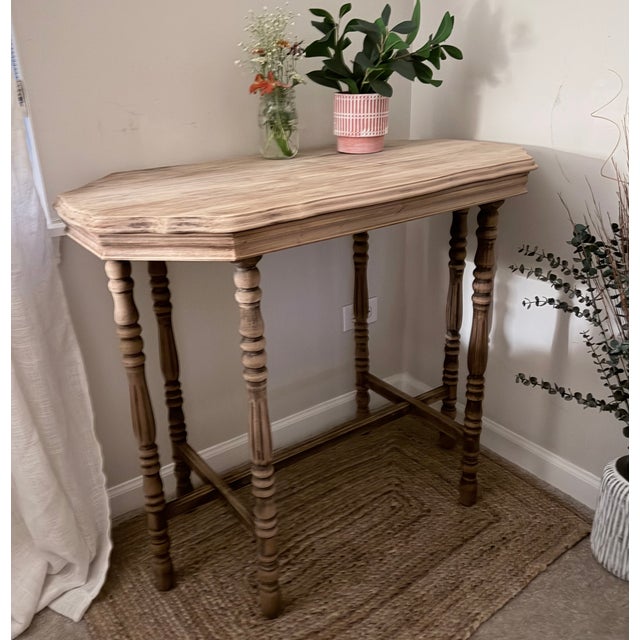 Farmhouse 1901 Antique Walnut Edwardian Side Table Solid Wood/Handmade Farmhouse Style For Sale - Image 3 of 6