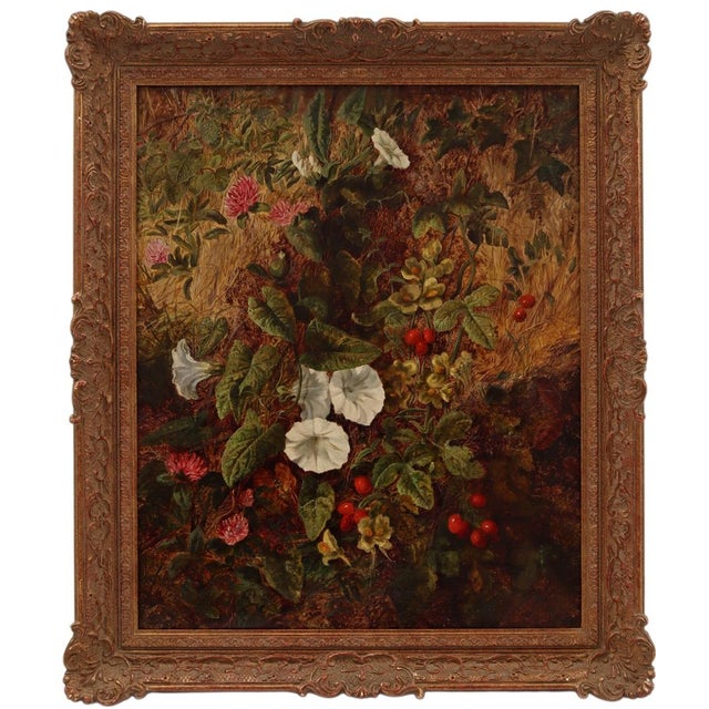 Oliver Clare, Still Life with Flowers and Fruit, 19th Century, Oil Painting on Canvas For Sale - Image 6 of 6
