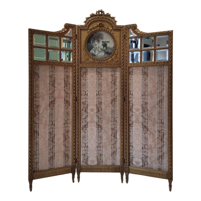 Napoleon III Screen in Goldenwood, France, 1890s For Sale