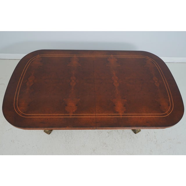Traditional Maitland Smith Mahogany Inlaid Double Pedestal Dining Table For Sale - Image 3 of 18