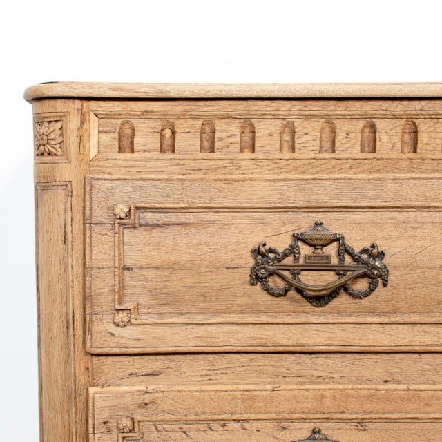 Brown 19th Century French Louis XVI Style Serpentine Front Bleached Oak Commode For Sale - Image 8 of 17