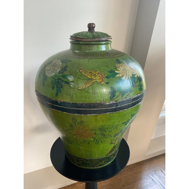 Late 20th Century Unique Painted Wooden Ginger Jar For Sale - Image 4 of 7
