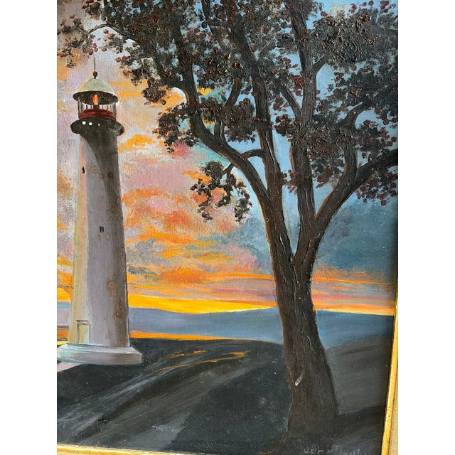 Navy Blue Vintage John Dunbar Mid-Century Original Oil on Canvas Coastal Seascape, C. 1960 For Sale - Image 8 of 9