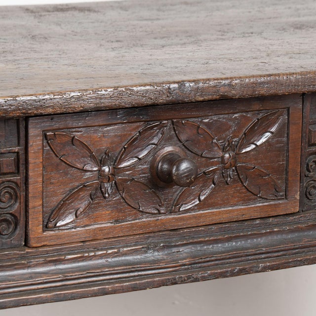 Late 18th Century Spanish Oak Three Drawer Console Table For Sale - Image 10 of 18