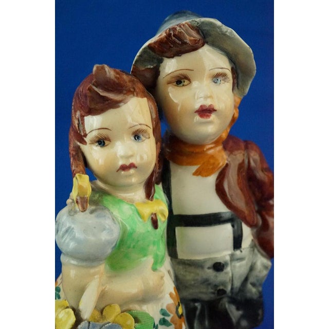 Ceramic Sculpture of a Couple of Children by Teodoro Sebelin, Nove Bassano, Italy, 1930s For Sale - Image 14 of 18