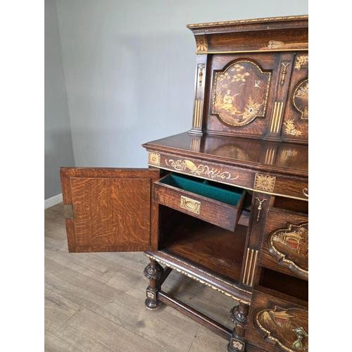 Brown Antique Oak Sideboard with Cutlery and Bottle Drawer For Sale - Image 8 of 9
