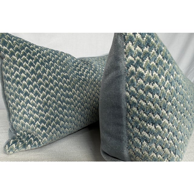Transitional Cowtan & Tout "Dorsay" in Aqua 12"x22" Pillows-a Pair For Sale - Image 3 of 3