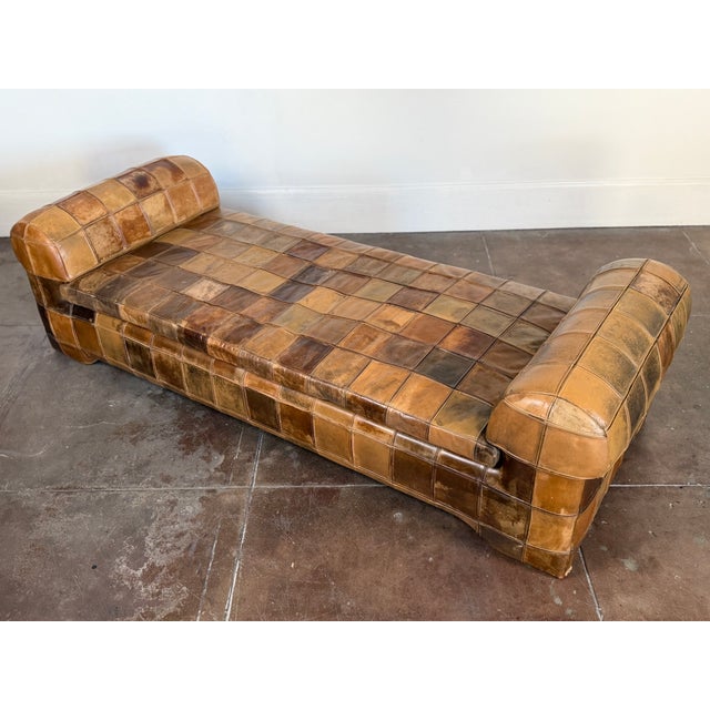 Vintage 1970s Patchwork Leather Daybed Sofa For Sale - Image 11 of 15