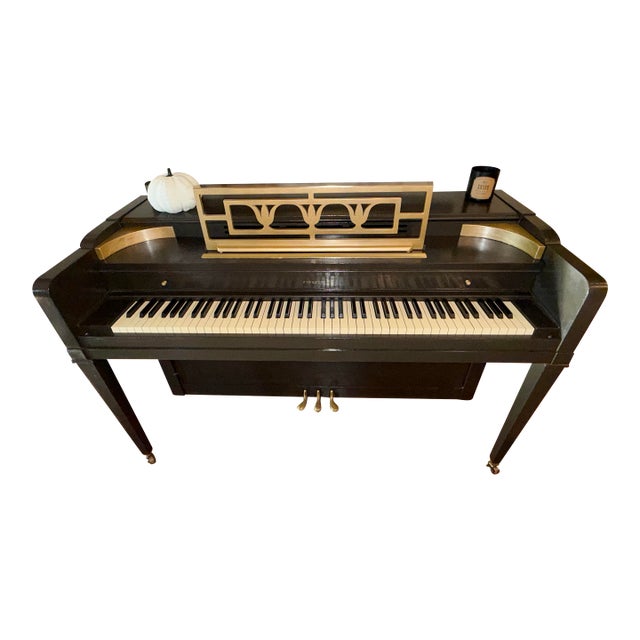 1957 Stunning Custom Charcoal & Gold Everett Piano | Mid-Century / Hollywood Statement Piece For Sale