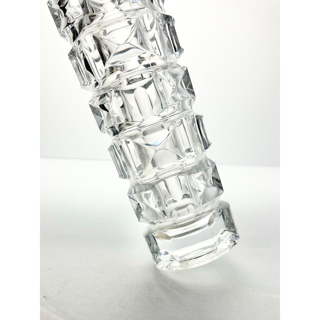 1980s Vintage Modernist Cubist-Style Geometric Stacked-Block Thin Tall Vase For Sale - Image 4 of 7