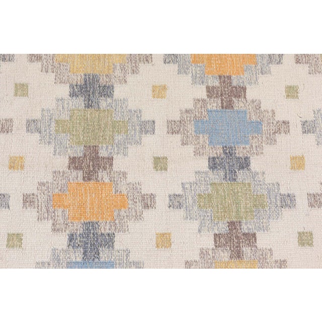 Gray Doris Leslie Blau Vintage Swedish Flat Weave Rug by Erik Lundberg For Sale - Image 8 of 9