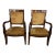 Pair of Early 20th Century French Neoclassical Walnut Armchairs With Nailhead Upholstery For Sale
