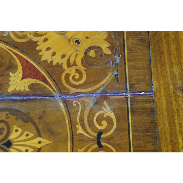 Antique Victorian Mahogany Tilt Top Table Marquetry Inlay Green Man Tripod Stand For Sale - Image 11 of 17
