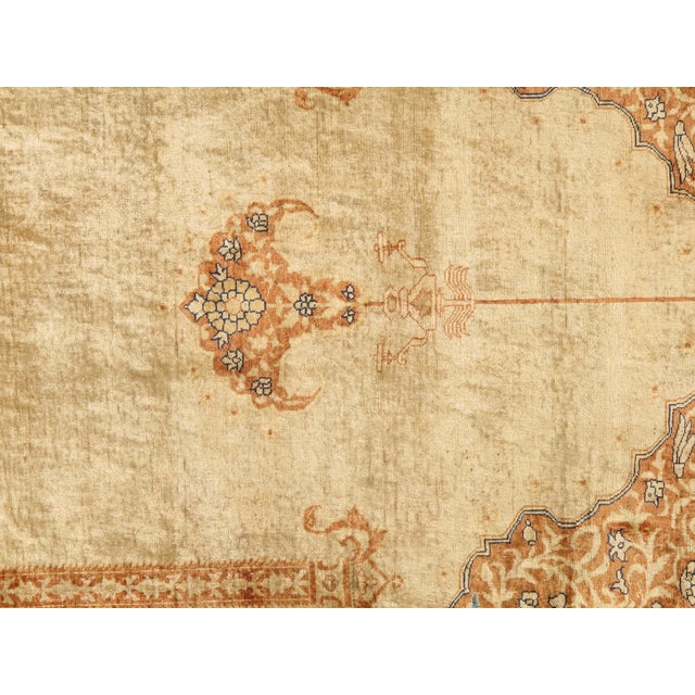 1900 - 1909 Pasargad DC Antique Handmade Pure Silk Tabriz Rug For Sale - Image 5 of 8
