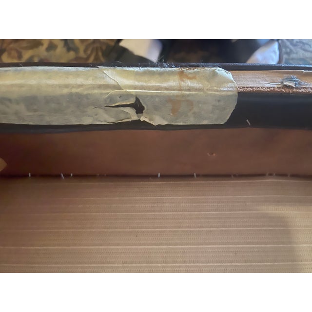 Wood 1970s Texas Western Genuine Distressed Leather Footed Usa Made Ottoman For Sale - Image 7 of 9