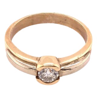 14 Karat Yellow Gold Engagement Bridal Ring 0.50 Total Diamond Weight For Sale