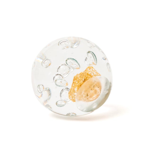 Pair of Signed Coralla Gold Art Glass Paperweights For Sale In New York - Image 6 of 10