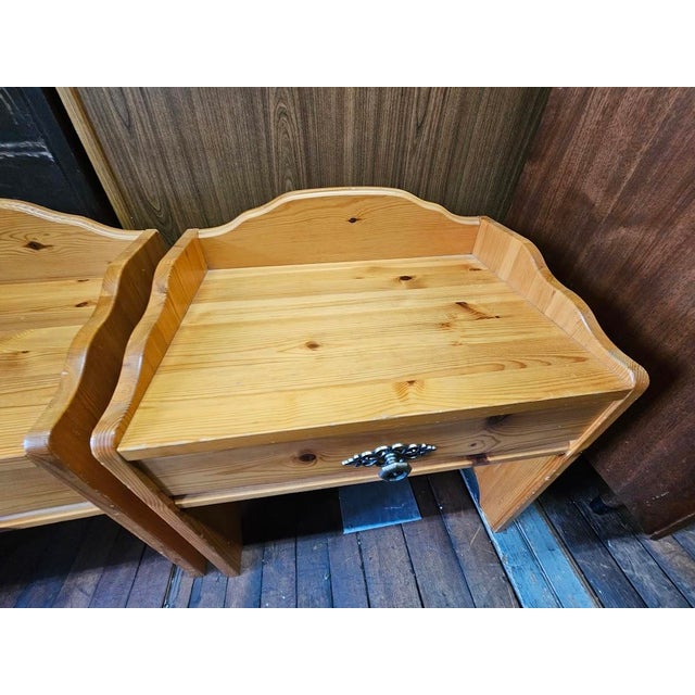 Mid 20th Century Pair of Scandinavian Pine Nightstands For Sale - Image 5 of 10