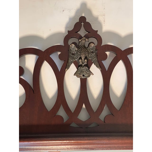 Antique American Chippendale Style Bronze Eagle Alnut Fretwork Mirror For Sale - Image 4 of 6