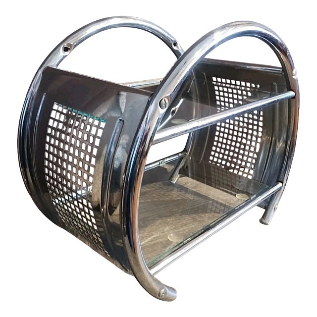 Chrome Glass 2 Tier Hanging Countertop Bathroom Kitchen Vintage Circular For Sale