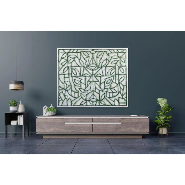 Textile Green Cathedral III - Large Contemporary Abstract Green Tone Geometric Original Artwork by Harrison Gilman For Sale - Image 7 of 9