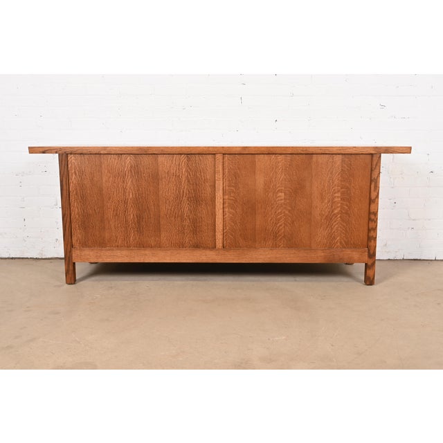 Stickley Style Mission Oak Arts & Crafts Sideboard Credenza or Bar Cabinet For Sale - Image 10 of 11