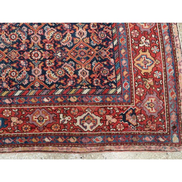 Navy Blue Galerie Shabab Collection Early 20th Century Persian Rustic Gallery Accent Rug For Sale - Image 8 of 10