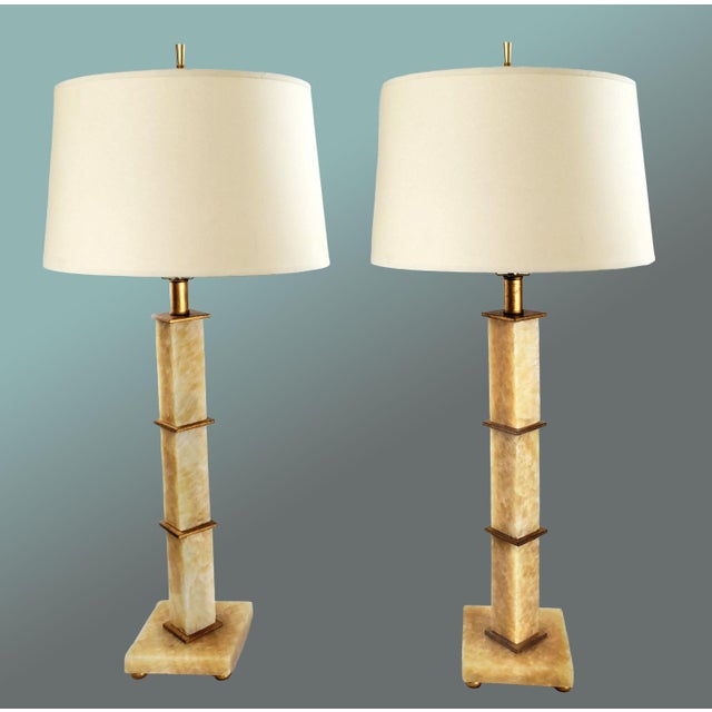 Maitland - Smith Lamps - Restored Vintage Italian Rialto Marble Pair For Sale - Image 4 of 11