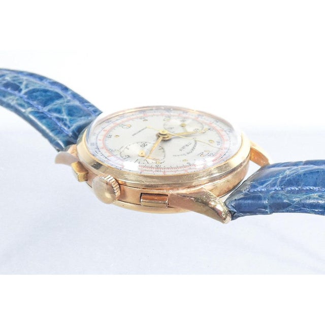 Metal Chronograph Wristwatch in Landeron 48 Movement and 18k Gold Case, Switzerland For Sale - Image 7 of 18