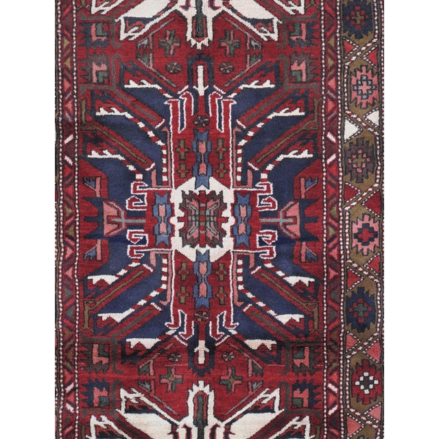 Tribal Vintage Hand-Knotted Persian Karadja Heriz Runner 3'7" X 9'8" For Sale - Image 3 of 6
