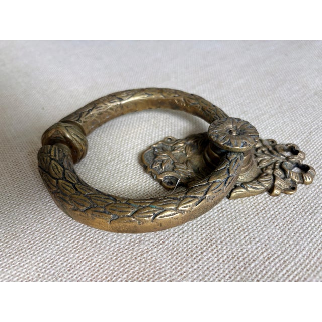 Antique Cast Bronze French Door Knocker or Large Door Pull with Laurel Wreath motif. Originating around the late 19th to...