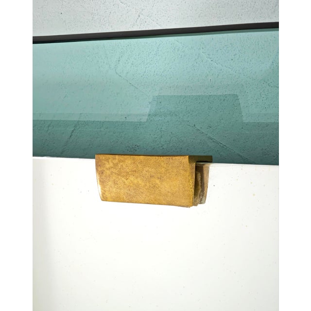 Mid-Century Modern Aquamarine Stained Glass Wall Mirror by Max Ingrand for Fontana Arte, 1950s For Sale - Image 14 of 18