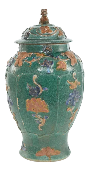 20th Century Chinese Sancai Glazed Covered Jar