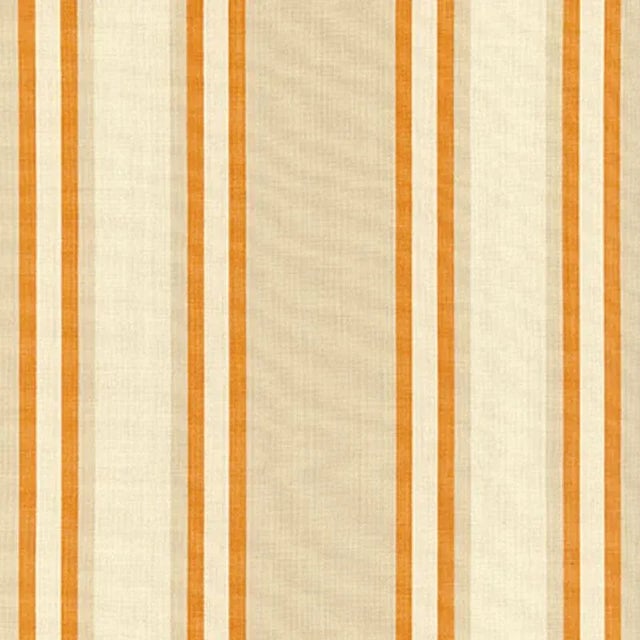 Sample - Schumacher Seneca Cotton Stripe Fabric in Beige/Pumpkin For Sale