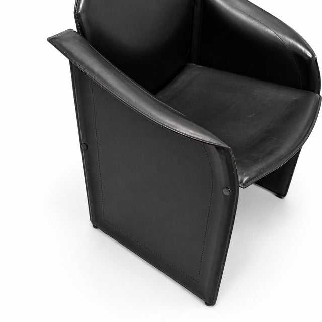 Vintage Black Leather Chair, 1980s For Sale - Image 6 of 9
