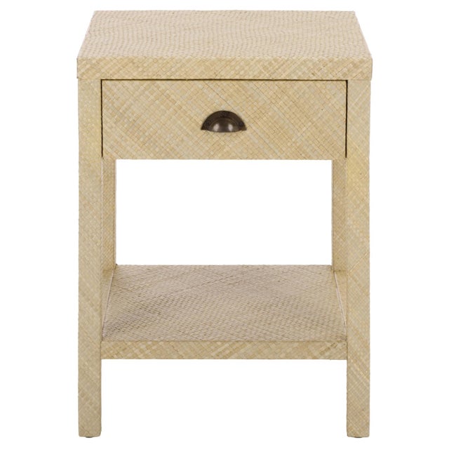 Apis Raffia 1 Drawer 1 Shelf Accent Table in Natural For Sale - Image 9 of 9