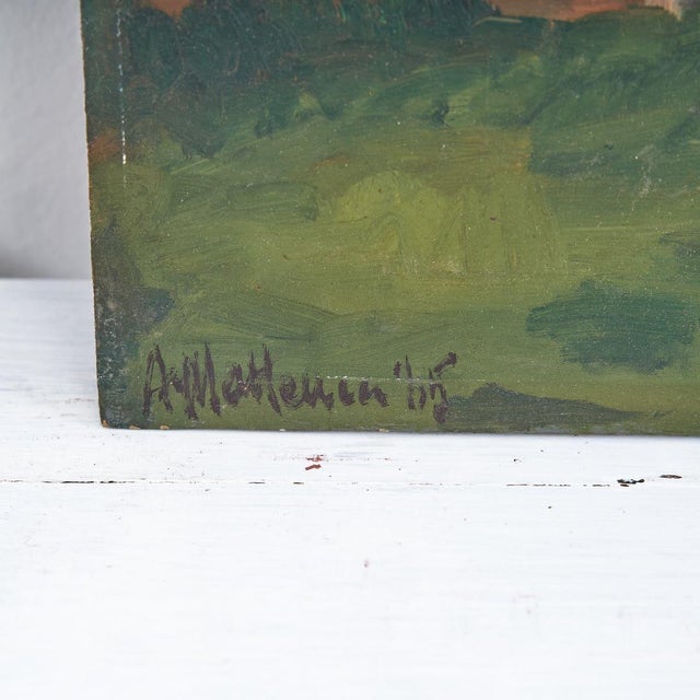 A. Mateucci, Landscape, 1980s, Oil on Panel For Sale - Image 4 of 5