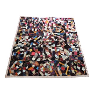 Antique Multi-Color "Crazy Quilt" Table Topper For Sale