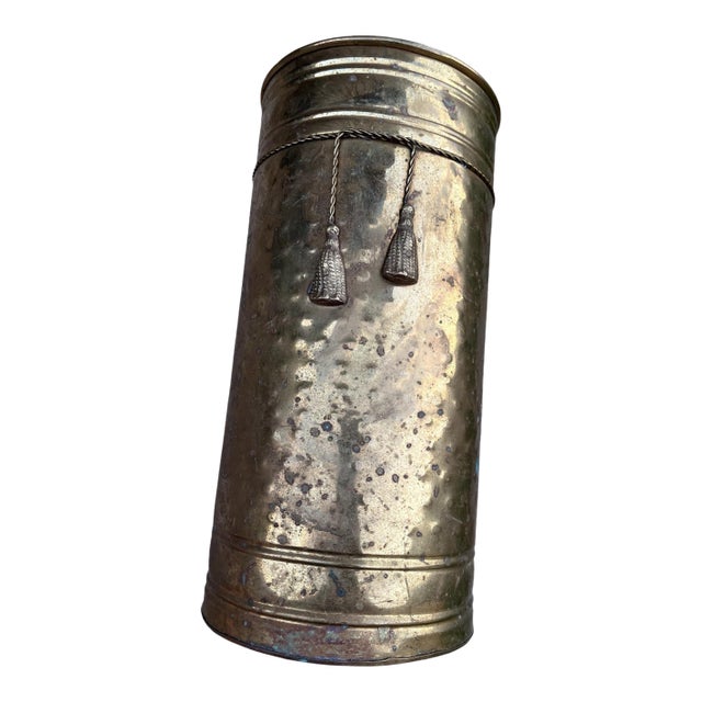 1970s Brass Bow Tie Umbrella Holder 13” For Sale