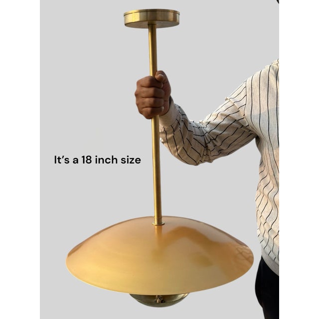 Metal Handmade Brass Pendant With Indian Gold Color Shade Light Fixture For Sale - Image 7 of 8