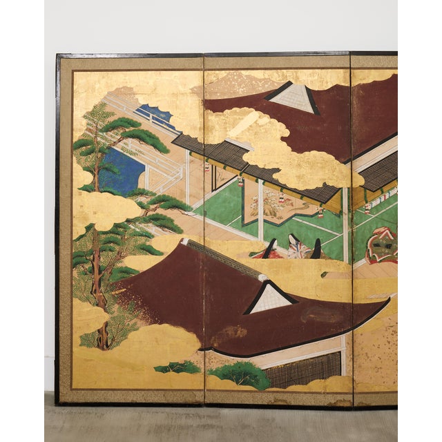 Pair Japanese Edo Six Panel Screens Legend of Minamoto For Sale - Image 4 of 18