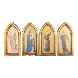 Set of 4 Framed Archangel & Madonna Chromolithographs – Adrien Taillefer, France, Early 20th Century For Sale