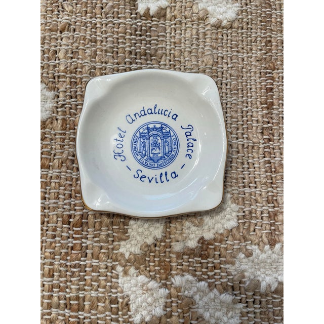 The Blue Vintage HOTEL ANDALUCIA PALACE SEVILLA Spain Ashtray is a unique and collectible item that features a design...