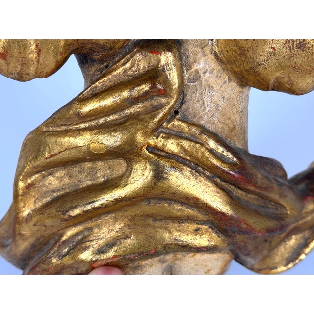 18th Century Baroque Polychrome Giltwood Putto Cherub Sculpture For Sale - Image 10 of 18