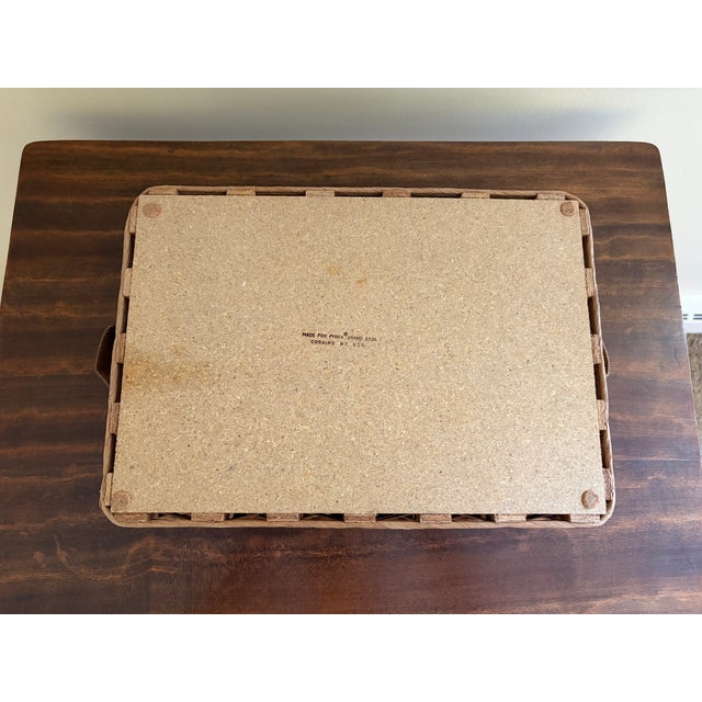 Vintage Woven Oak Pyrex Casserole Serving Basket With Leather Handles For Sale - Image 12 of 13