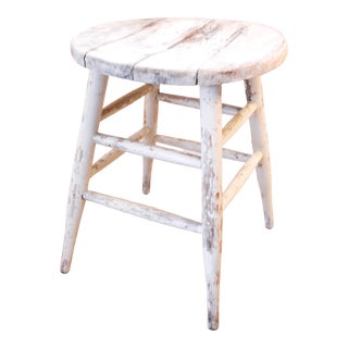 Distressed Carved French Milking Stool For Sale