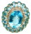 Bochic "Capri" Natural Oval Shape Blue Topaz & Diamond Set In 18K Gold & Silver For Sale